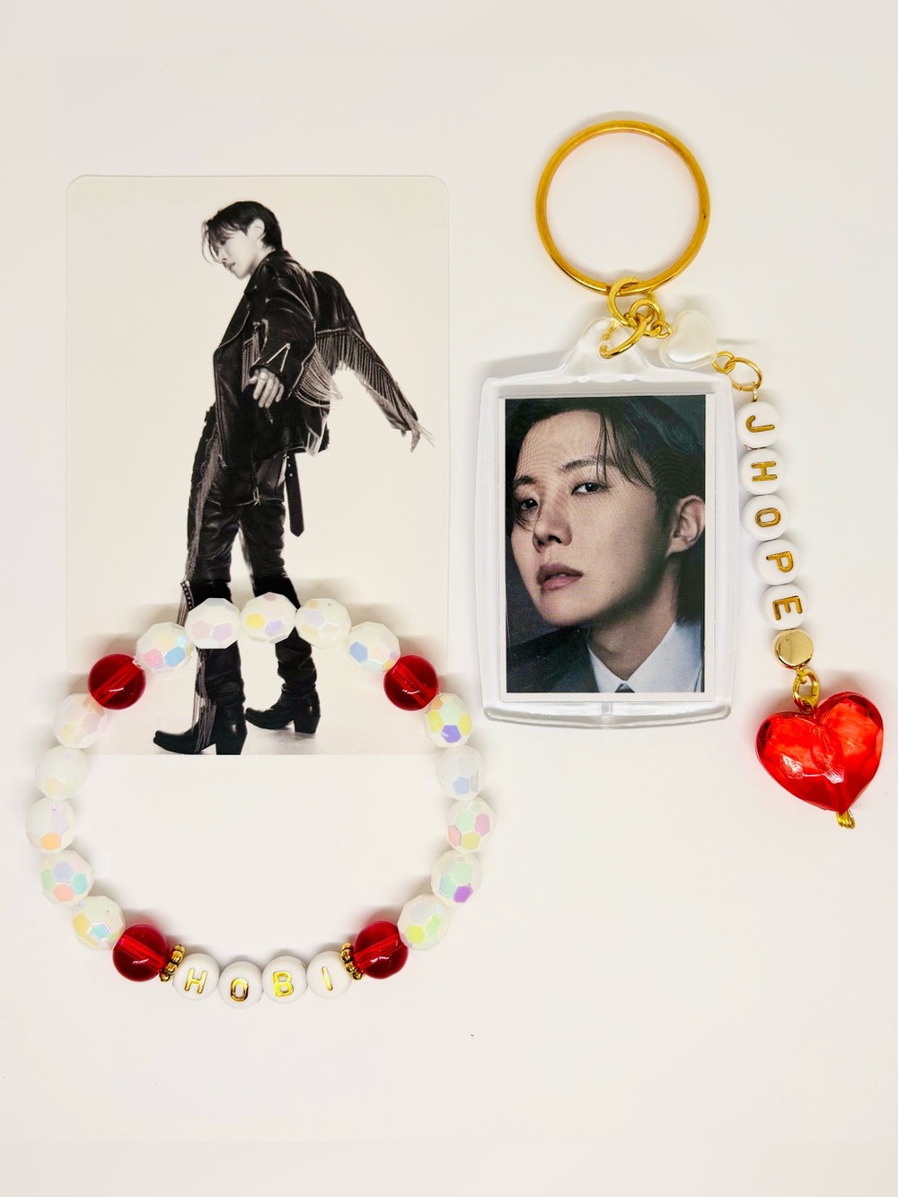 (3pcs) BTS JHOPE HOBI PHOTO KEYCHAIN BRACELET PHOTO CARD BUNDLE